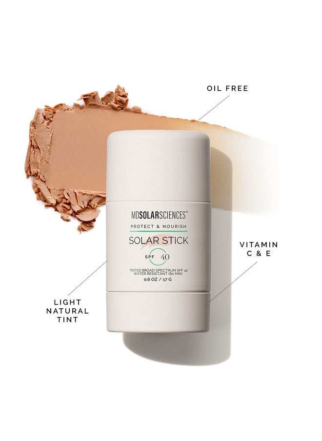 MDSolarSciences - Tinted Solar Stick Spf 40 Waterresistant Mineral Sunscreen Broad Spectrum Uv Protection Blendable Zinc Oxide Travel Stick Smooth Sheer And Natural Matte Finish 0.6 Oz - Image 1