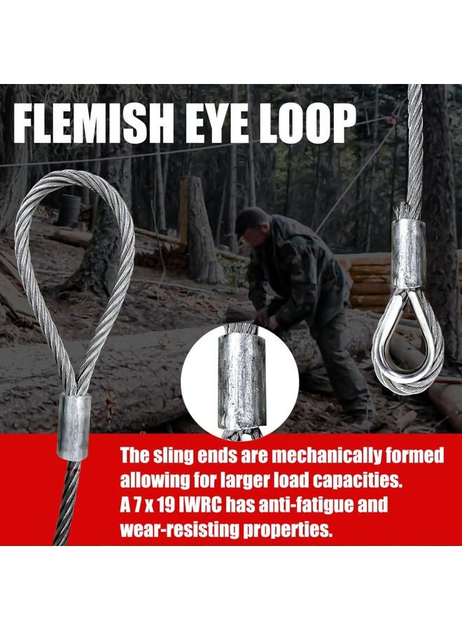 YATOINTO Single Leg Wire Rope Sling 2.5T/5500Lbs Rated Load 12 Feet Length 0.5 inch Dia Flemish Eye Loop to Heavy-Duty Thimble with Sliding Choker Heavy Duty Rigging Cable for Lifting and Towing Log - Image 5