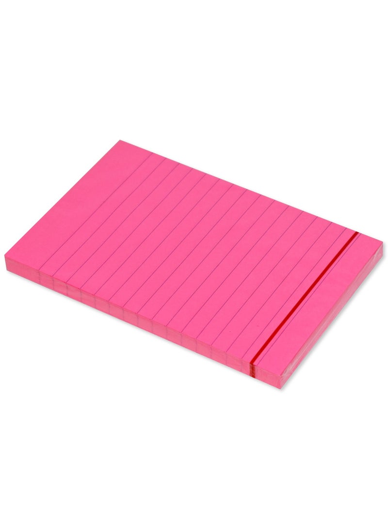 FIS Sticky Note Pad, 4X6 inches, Pack of 6, Ruled Neon Magenta -FSPO4X6RNMG