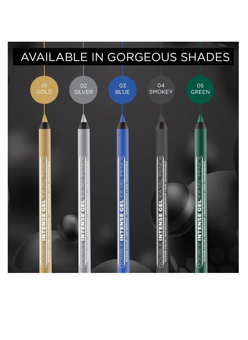 Seven Seas - Seven Seas Double Intense Non Transfer Gel Kajal 24hr Stay Water Proof, Smudge Proof Longlasting Formula  Black  Silver Combo21.5g each - Image 1