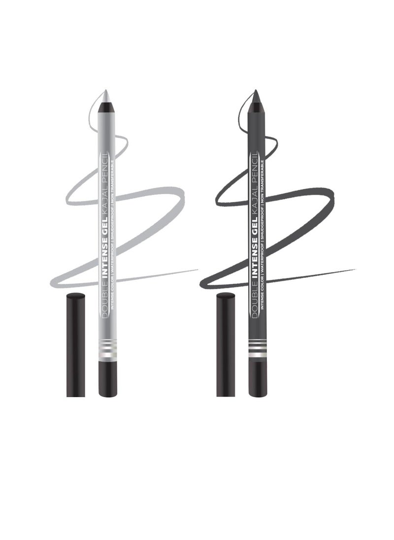 Seven Seas - Seven Seas Double Intense Non Transfer Gel Kajal 24hr Stay Water Proof, Smudge Proof Longlasting Formula  Black  Silver Combo21.5g each - Image 1