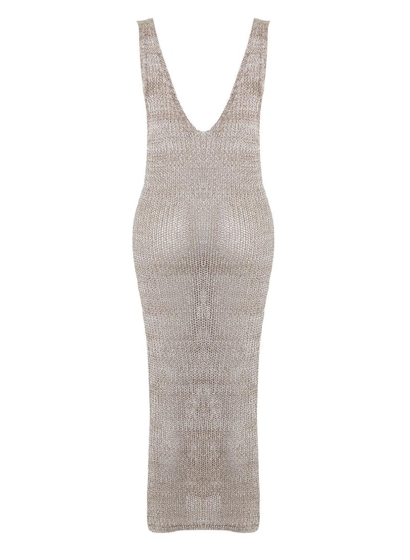 trendyol Stone Color Knitwear Maxi Beach Dress Tbess25El00126 - Image 4