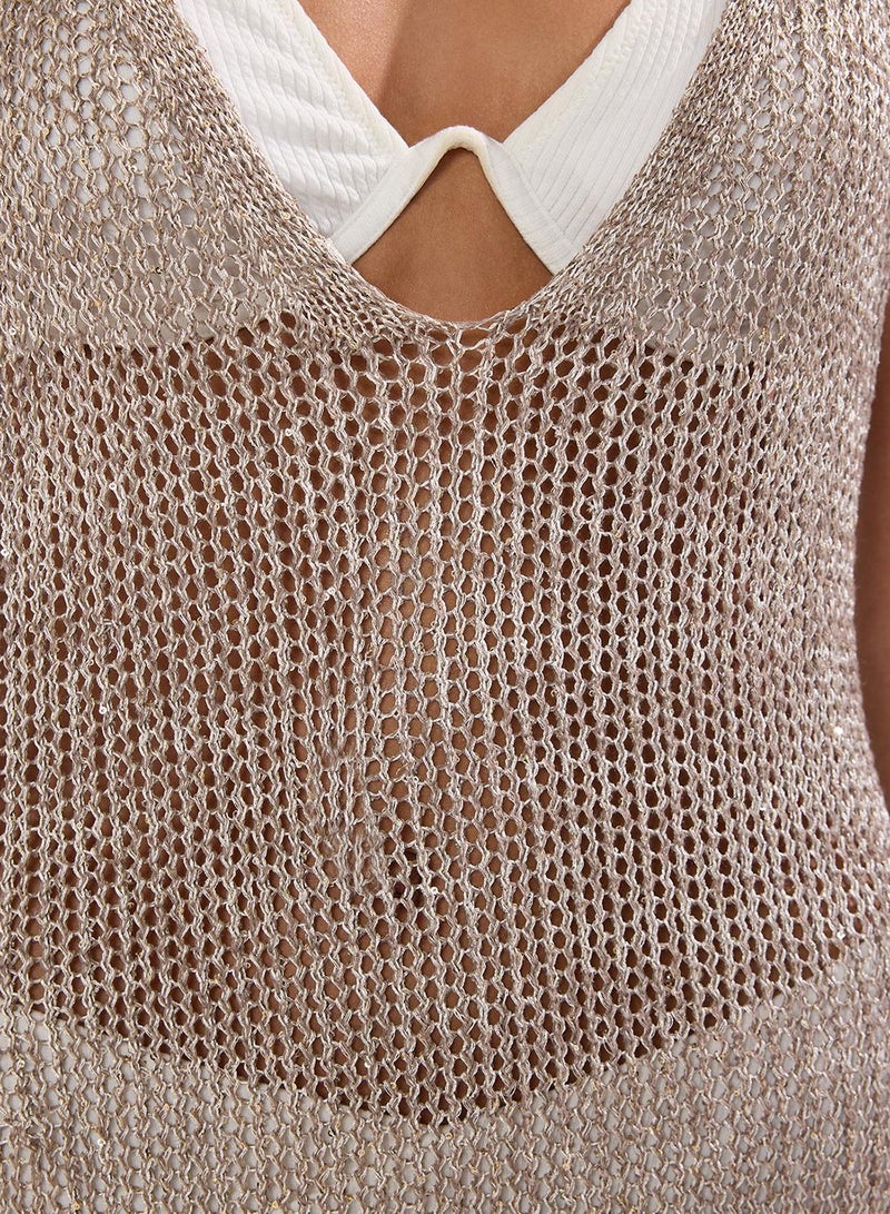 trendyol Stone Color Knitwear Maxi Beach Dress Tbess25El00126 - Image 3