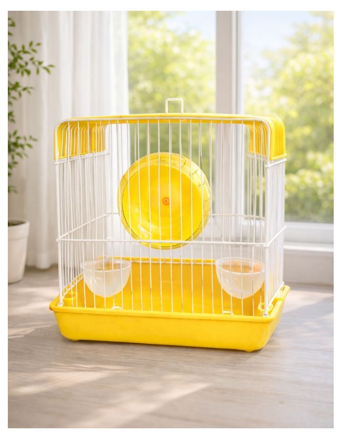 Petto Compact Hamster Cage with Exercise Wheel, Metal Wire Design, Removable Base Tray, 22 × 16 × 19 cm - Image 2