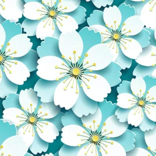 WallDaddy Wallpaper Stickers for Home Decoration Extra Large Size (300x40) Cm Wall Paper for Living Room | Self Adhesive Wall Stickers for Home Decor Blue Flower Waterproof Kitchen Wall Papers - Image 1