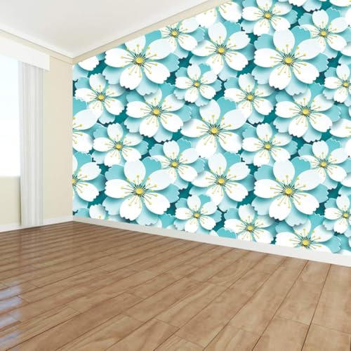 WallDaddy Wallpaper Stickers for Home Decoration Extra Large Size (300x40) Cm Wall Paper for Living Room | Self Adhesive Wall Stickers for Home Decor Blue Flower Waterproof Kitchen Wall Papers - Image 5