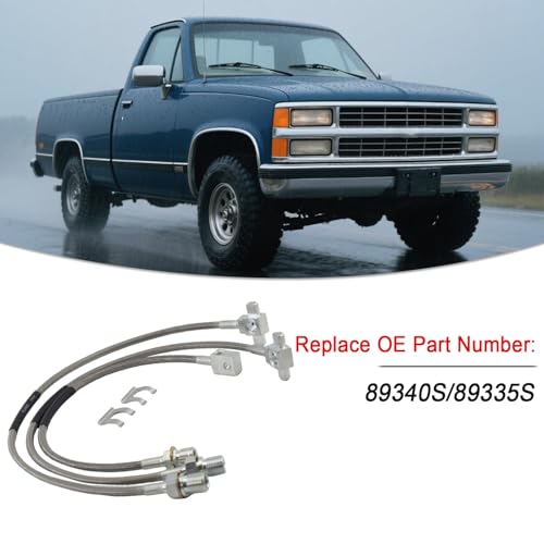 RJSPHH 3 Pcs Front and Rear Stainless Brake Lines Compatible With 19711987 Chevy GMC CK 10 15 20 K5 Blazer 46 Lift Part Numbers 89340S 89335S - Image 3