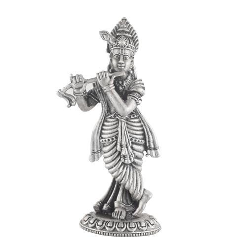 PRD CARATCAFE Krishna Pure Silver 925 Statue, 25 GMS Approx Antique Look God Murti for Home Office Car & Pooja - Image 1