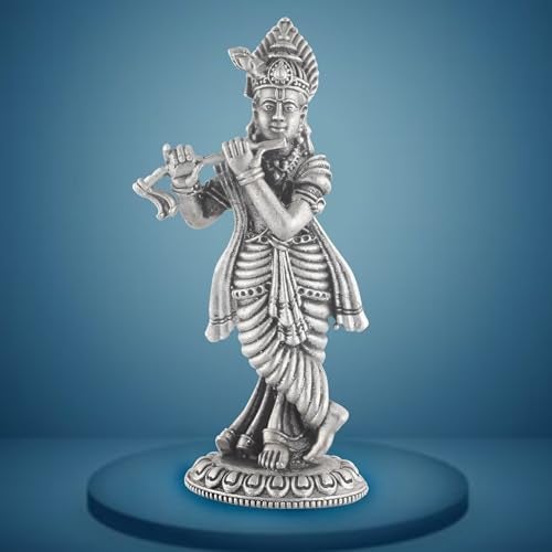 PRD CARATCAFE Krishna Pure Silver 925 Statue, 25 GMS Approx Antique Look God Murti for Home Office Car & Pooja - Image 5