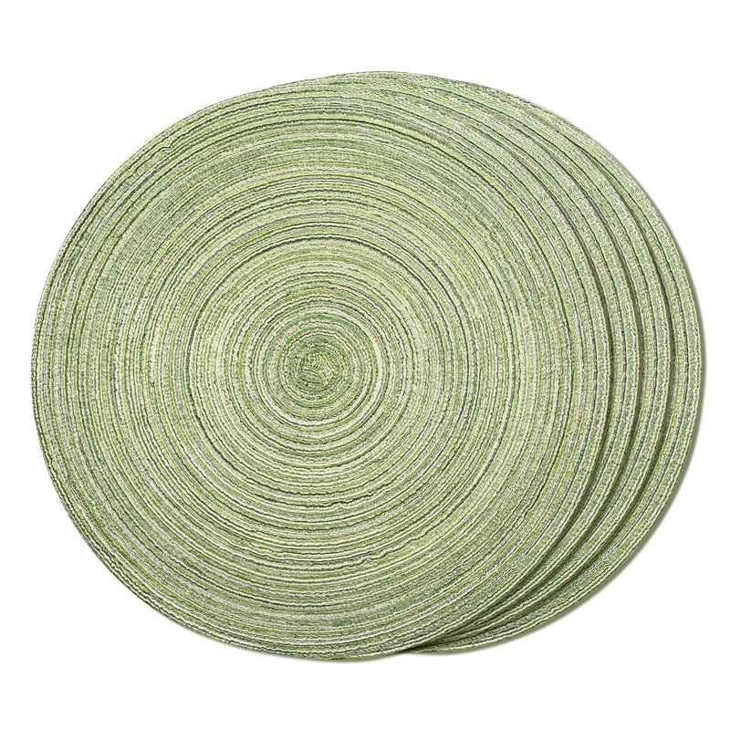 FunWheat Round Braided Placemats Set of 4 Place mats for Dining Tables Woven Heat Resistant Table Mats 15 inch (E Light Green, 4pcs) - Image 1