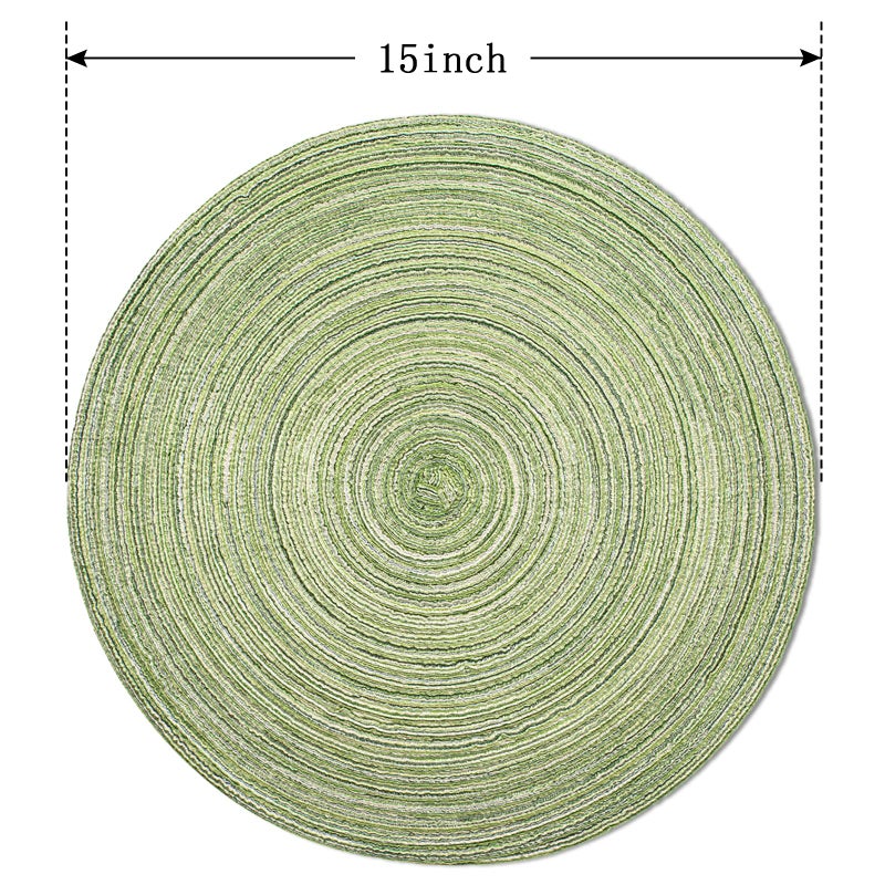 FunWheat Round Braided Placemats Set of 4 Place mats for Dining Tables Woven Heat Resistant Table Mats 15 inch (E Light Green, 4pcs) - Image 2