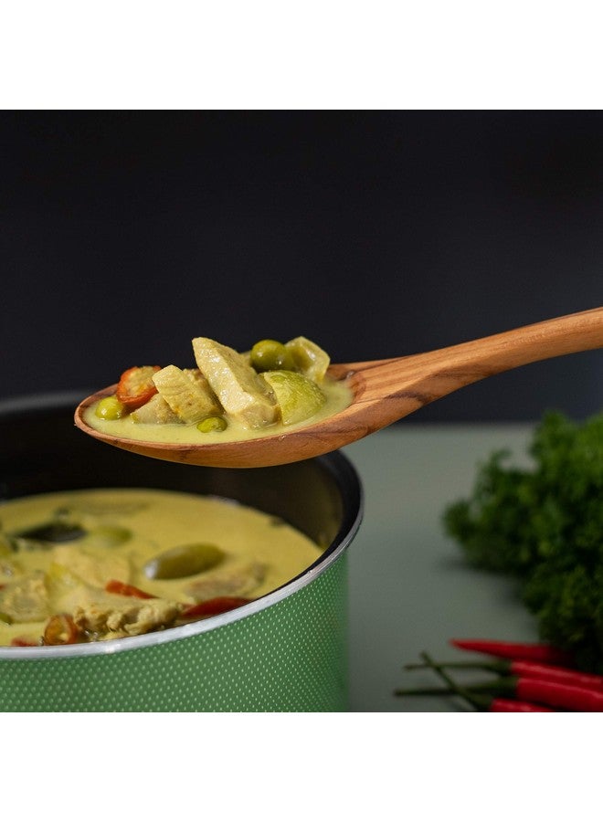 FAAY ملعقة طهي من الخشب 13.5 بوصة من تيك، ملعقة خلط مصنوعة يدويًا من تيك | صحية ومقاومة عالية للرطوبة للأواني غير اللاصقة - Image 4