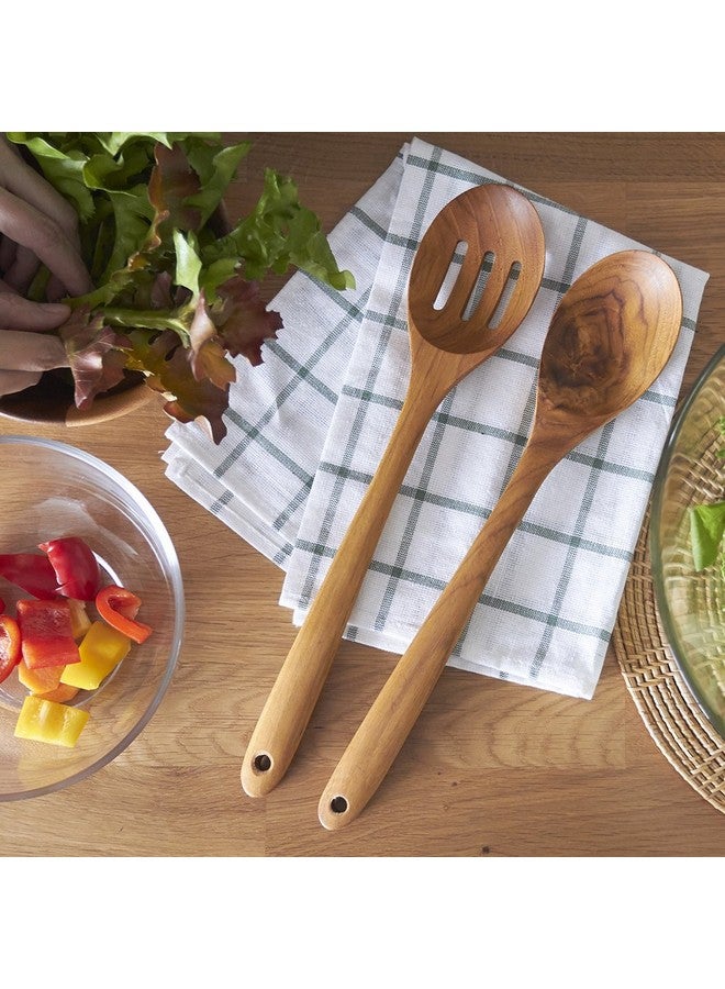 FAAY ملعقة طهي من الخشب 13.5 بوصة من تيك، ملعقة خلط مصنوعة يدويًا من تيك | صحية ومقاومة عالية للرطوبة للأواني غير اللاصقة - Image 5
