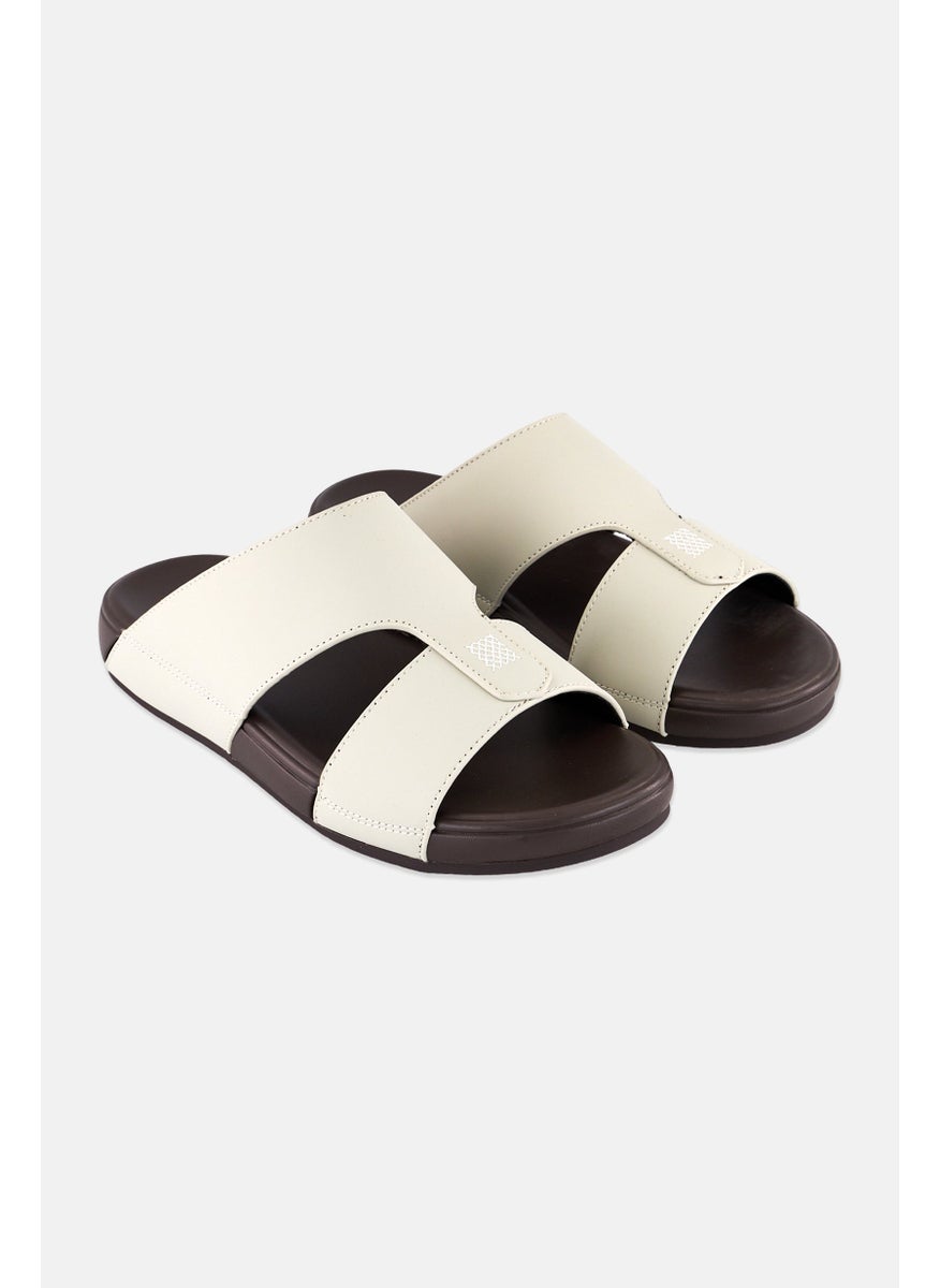 Algspar Men Slip On Arabic Sandals, Beige  - Image 1