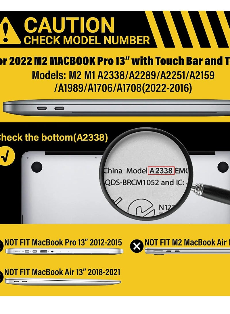 جراب متوافق مع MacBook Pro مقاس 13 بوصة 2022 و2021 و2020 و2019-2016 M2 M1 A2338 A2251 A2289 A2159 A1989 A1708 A1706 مع/بدون شريط لمس، جراب بلاستيكي صلب غير لامع - Image 5