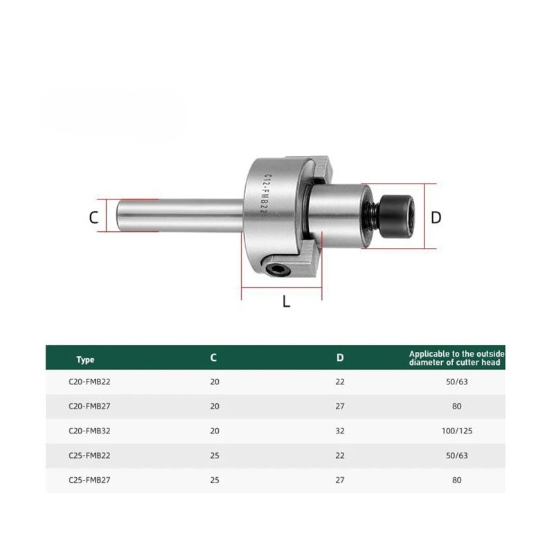 C25 FMB22 مقبض أداة طحن الوجه ذو العمود المستقيم لـ BAP 300R 400R مقاس 50 مم 63 مم - Image 3