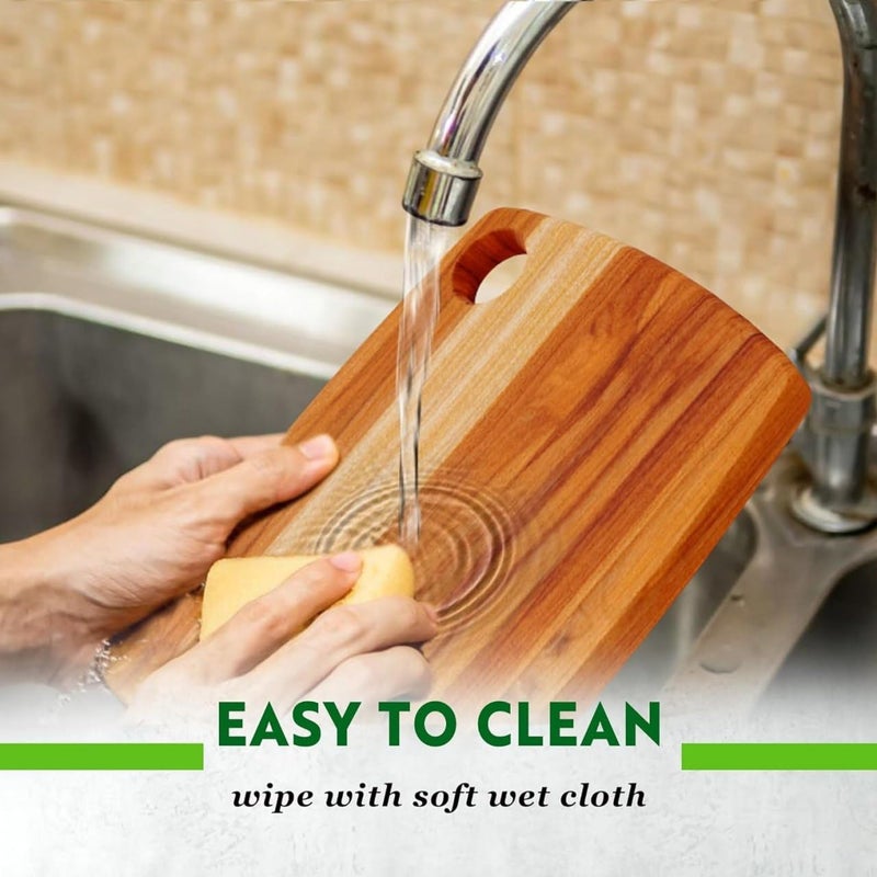 HELIMIX Teak Wood Chopping Cutting Board for Kitchen Fruits Cheese Meat Kitchen Vegetables Chopper Boards 13 x 9 inch S - Image 4
