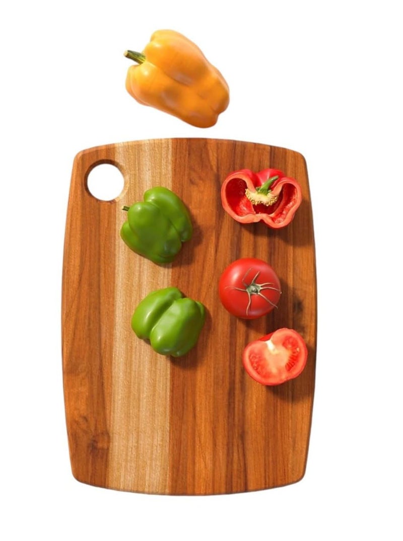 HELIMIX Teak Wood Chopping Cutting Board for Kitchen Fruits Cheese Meat Kitchen Vegetables Chopper Boards 13 x 9 inch S - Image 5