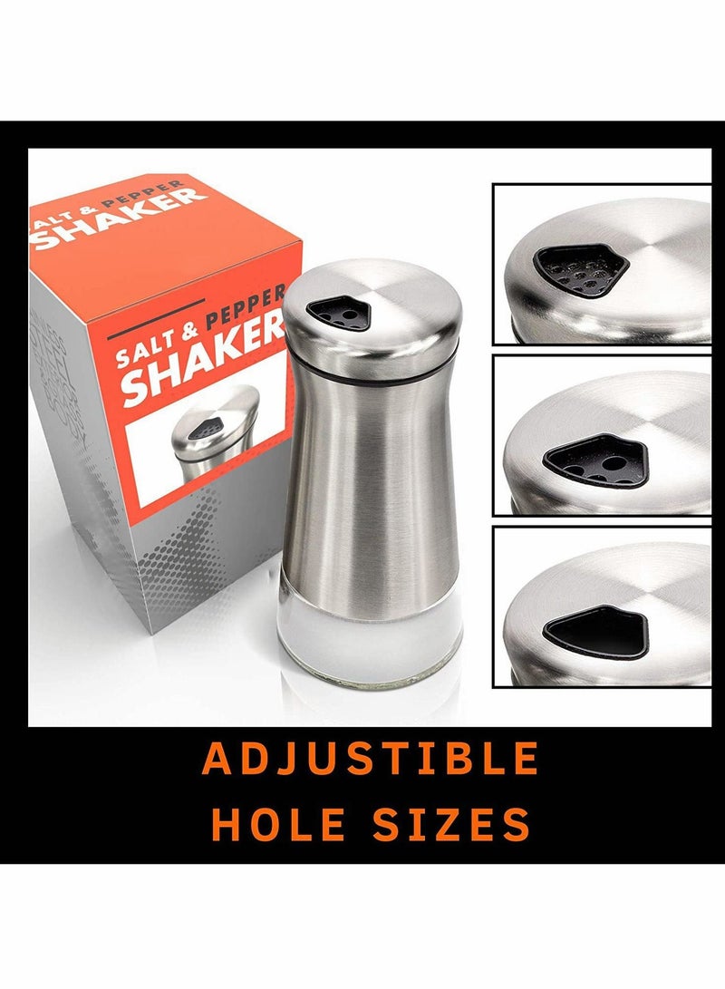 Y&D زجاجة توابل من الفولاذ المقاوم للصدأ، فلفل زجاجي، ملح وسكر، حاوية مطبخ، شاكر فلفل رائع مع فتحات صب قابلة للتعديل - موزع مثالي لأملاحنا - Image 3