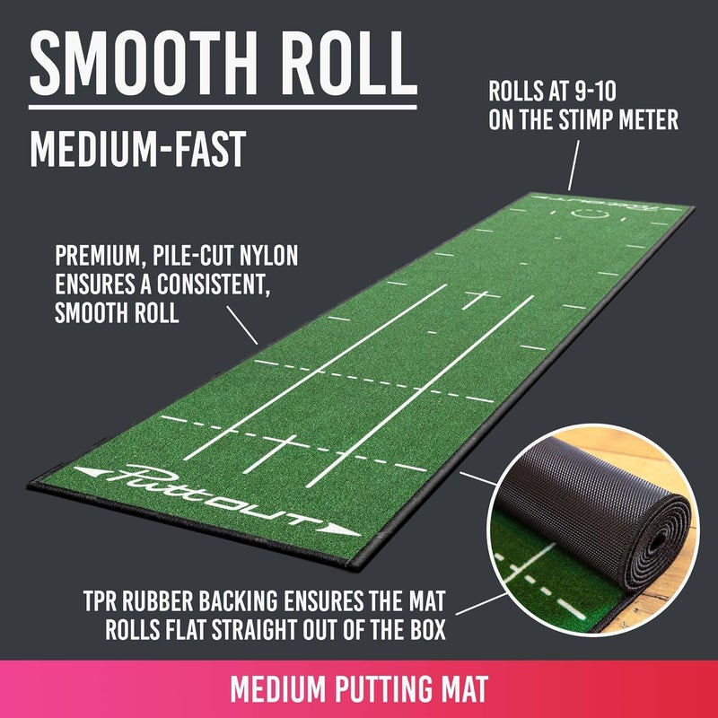 PuttOut Medium Putting Mat - Perfect Your Golf Putting (7.9ft x 1.6ft)(Green) - Image 4