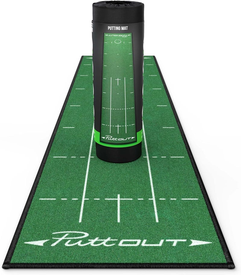 PuttOut Medium Putting Mat - Perfect Your Golf Putting (7.9ft x 1.6ft)(Green) - Image 1