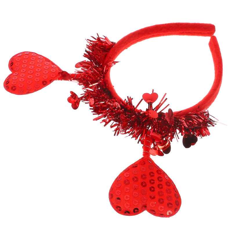 Valentine's Day Sequin Heart Headband Sparkly Love Headpiece Cupid Costume Accessory for Wedding Engagement Party Holiday Celebrations - Image 1
