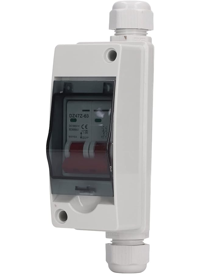 promass Solar Disconnect Switch DC500V PV Solar Disconnect Switch,IP65 Waterproof Small Breaker Box Miniature Circuit Breaker RV Breaker Box with DIN Rail Enclosure for Solar Panels (20A) - Image 1