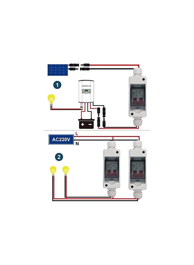 promass Solar Disconnect Switch DC500V PV Solar Disconnect Switch,IP65 Waterproof Small Breaker Box Miniature Circuit Breaker RV Breaker Box with DIN Rail Enclosure for Solar Panels (20A) - Image 5
