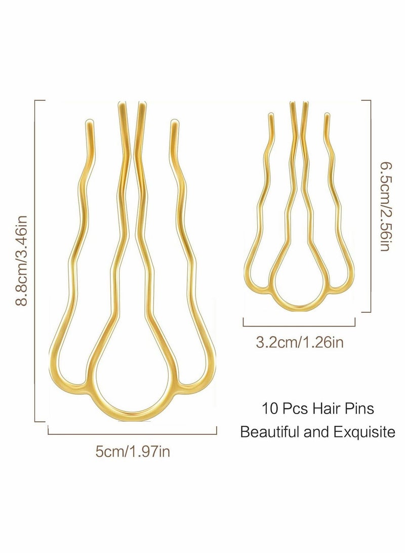 SYOSI 10PC Bun Pins 4Teeth U Shaped Hair Twist for Fixed Hair, Grip Fork Styling Sticker Buns Lady Style Stylish Accessories - Image 5