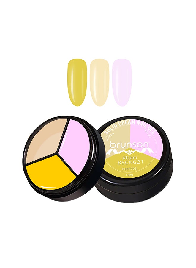 brunson 3Colors 3 in 1 Nail UV Gel Polish Cream Gel Nail Polish Soak off Solid Color Gel Nail Art Manicure Gel 15ml BSCNG21