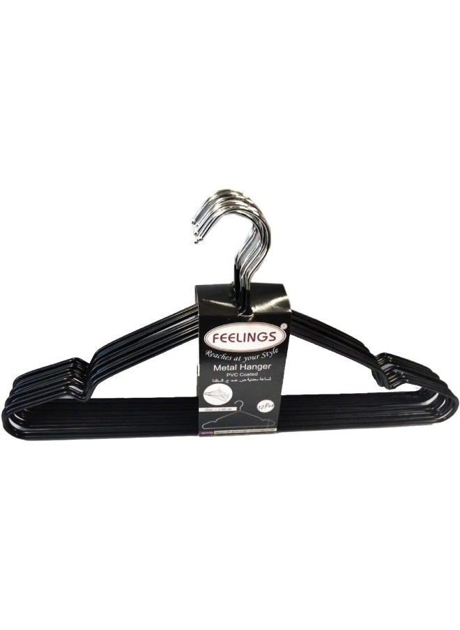 Feelings Feelings Metal Hanger PVC Coated Black 12Pcs Set 40Cm  - Image 3