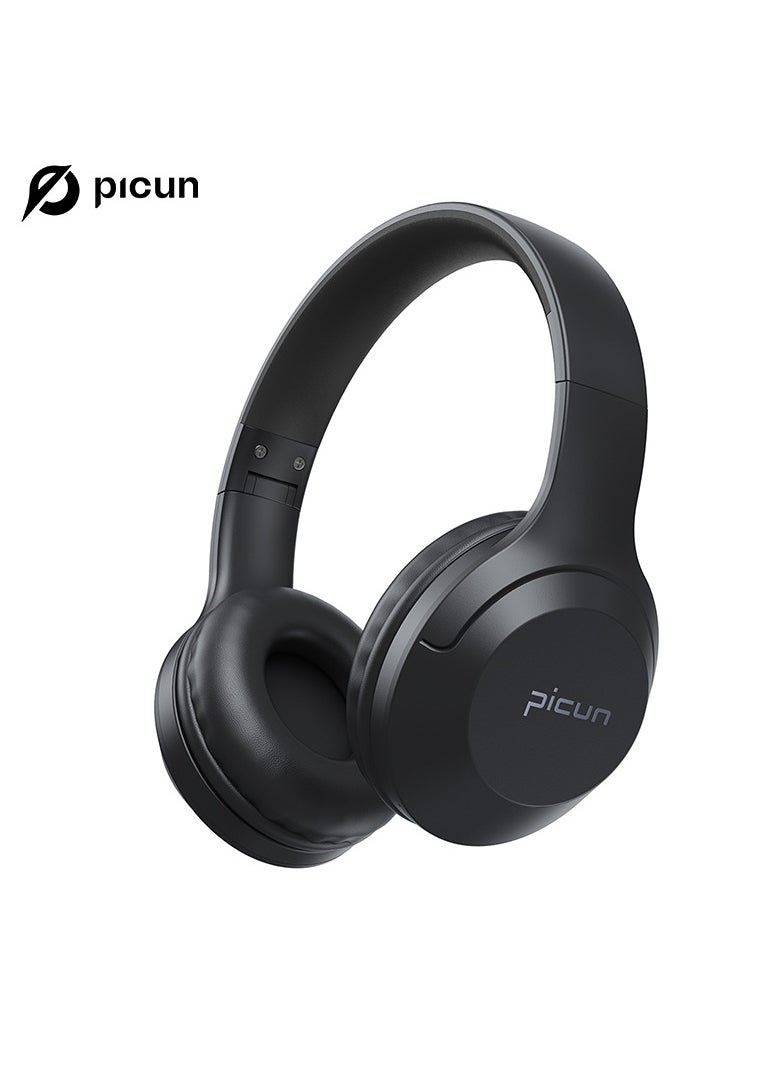 Picun - B-01S Wireless On-Ear Headphones Pure Bass 46H Battery Speed Charge Fast Usb Type-C Foldable Black - Image 1