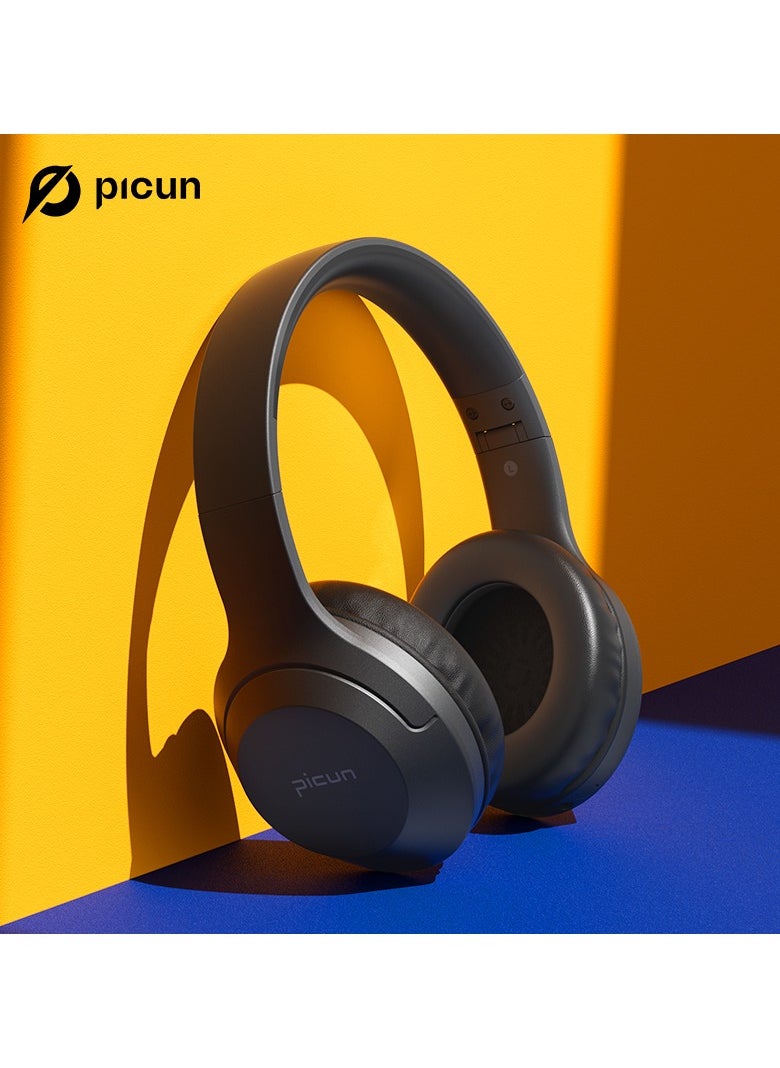Picun - B-01S Wireless On-Ear Headphones Pure Bass 46H Battery Speed Charge Fast Usb Type-C Foldable Black - Image 1