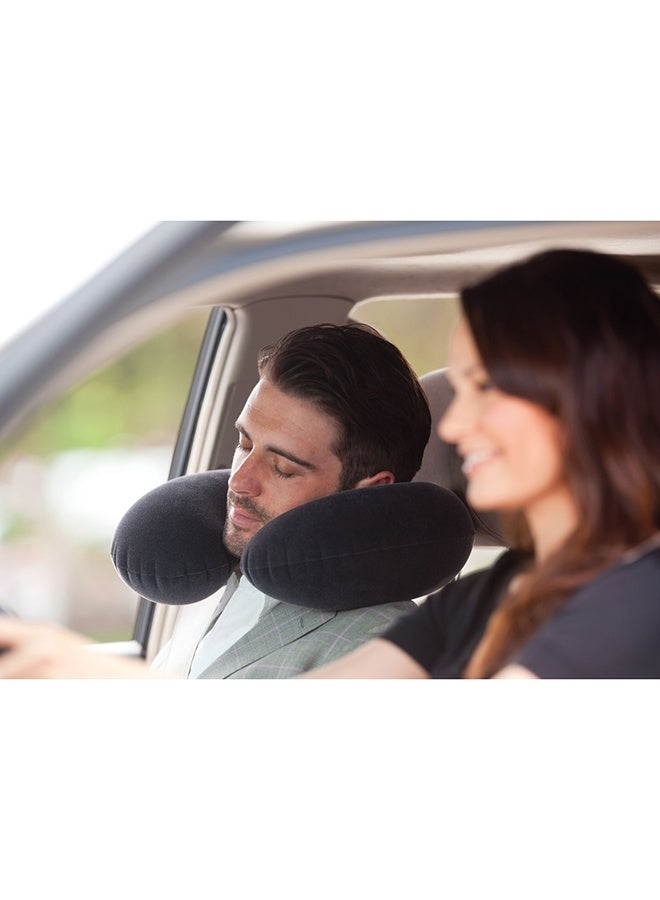 INTEX Travel Pillow velvet Black 14x12x4inch - Image 2