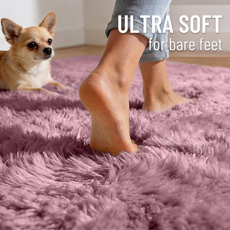 OLANLY Area Rugs for Living Room Bedroom, Machine Washable 4x5.9 ft Soft Fluffy Shaggy Bedside Rug, Indoor Floor Carpet for Kids Girls and Boys, Dorms, Nursery Rooms, Home Decor Aesthetic, Blush - Image 4