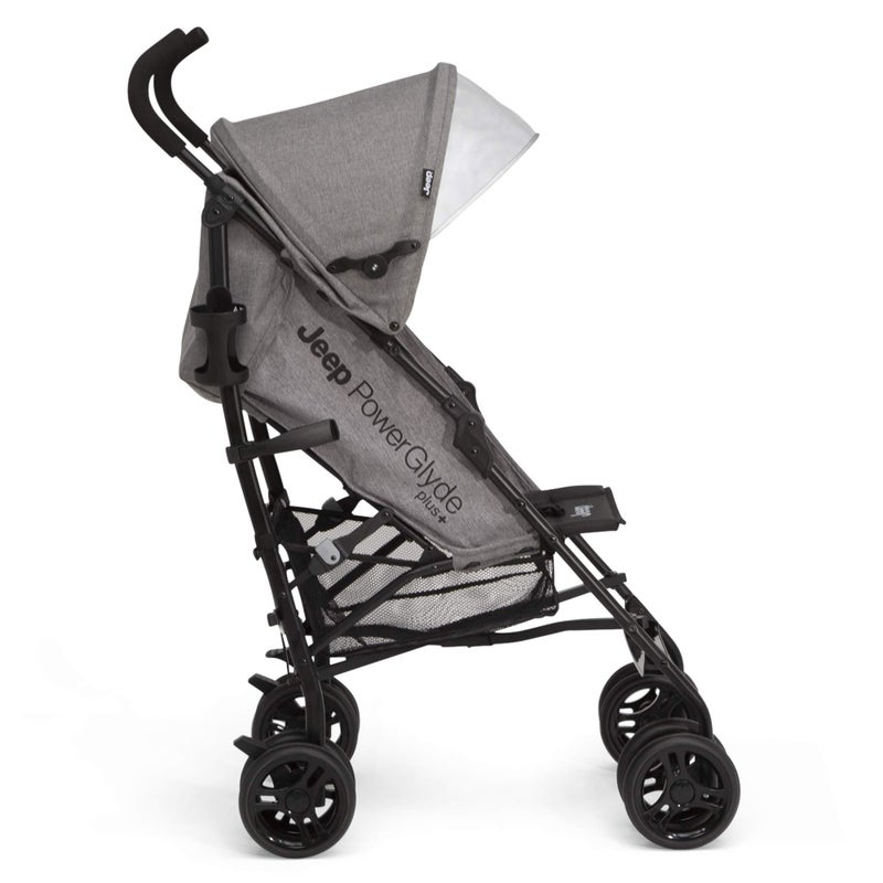 Delta CHILDREN Jeep PowerGlyde Plus Stroller by Delta Children Lightweight Travel Stroller with Smoothest Ride, Aluminum Frame, 4-Position Recline, Extra Large Storage Basket, Grey - Image 3