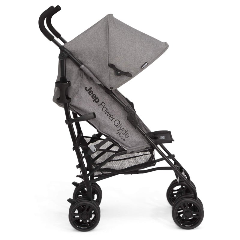 Delta CHILDREN Jeep PowerGlyde Plus Stroller by Delta Children Lightweight Travel Stroller with Smoothest Ride, Aluminum Frame, 4-Position Recline, Extra Large Storage Basket, Grey - Image 4