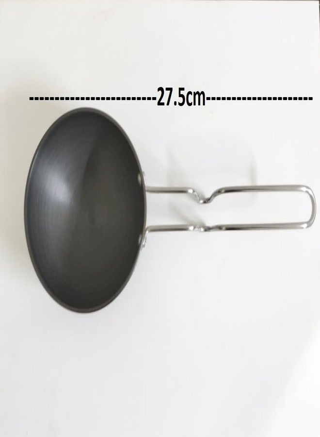 LDG WARE Aluminium Tadka Pan| Stainless Steel Riveted Handle| 3mm Thick Plat Standard Quality| Frying Tadka Pan for Dal,Spices,Gravy (Black) (27 * 10.5 * 4.5cm) - Image 2