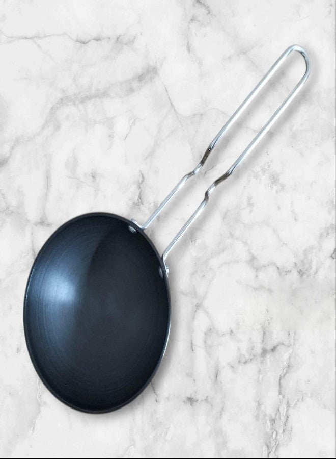 LDG WARE Aluminium Tadka Pan| Stainless Steel Riveted Handle| 3mm Thick Plat Standard Quality| Frying Tadka Pan for Dal,Spices,Gravy (Black) (27 * 10.5 * 4.5cm) - Image 1