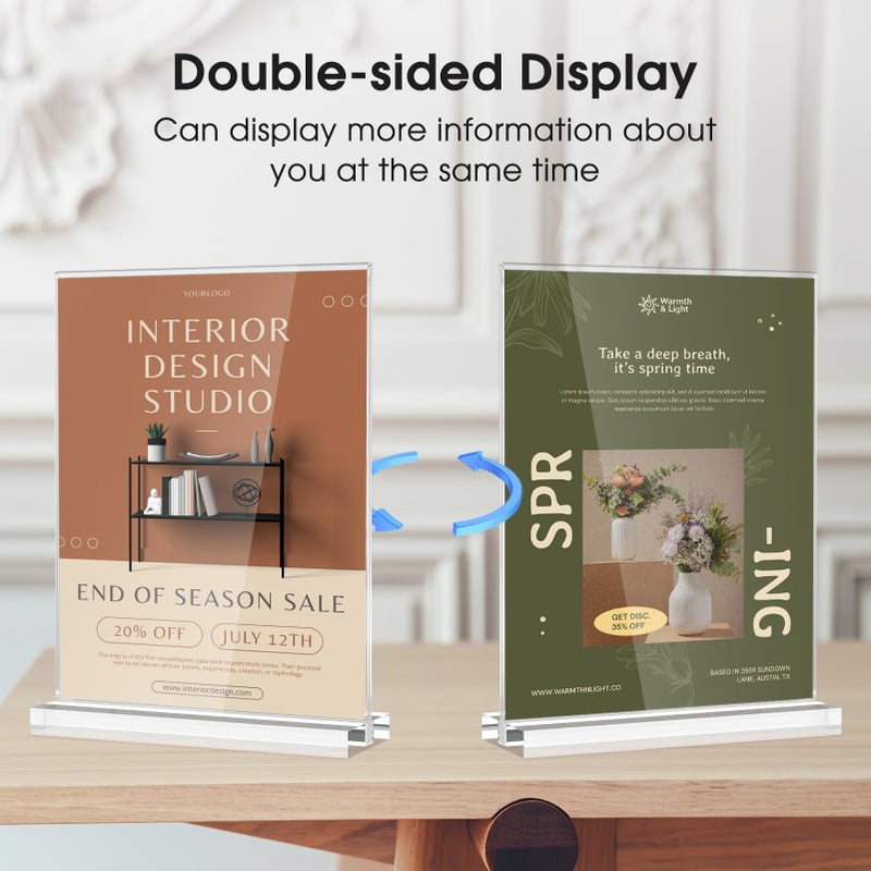 MaxGear Acrylic Sign Holder 8.5 X 11 Inches 1 Pack, Double Sided Plastic Display Stands Table Top Acrylic Frame, Clear Paper Holder Menu Flyer Stand for Stores, Restaurants, Hotels, Office - Image 5