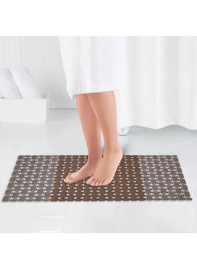 Home-Cloud HomeCloud Shower Mat |Elevate Your Bathing Experience TPE Anti-Slip Spa Shower Mat with Suction Cups for Unrivaled Safety and Comfort | L70xW40cm (Dark Brown) - Image 1