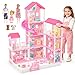 randhar Dreamy Dollhouse Playset for GirlsPrincess Doll House with 4Story 10 areas 2 Dolls Lights PetsFurniture Accessories PretendPlay Toddler Playhouse Gift for 3 4 5 6 7 8 9 Year Old Girls Toys - Image 2
