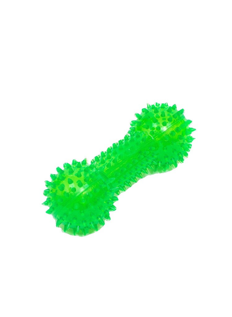 Spiky Squeaky Dumbbell Dog Toy - Green - Durable, Interactive Fun for Your Dog - Image 1