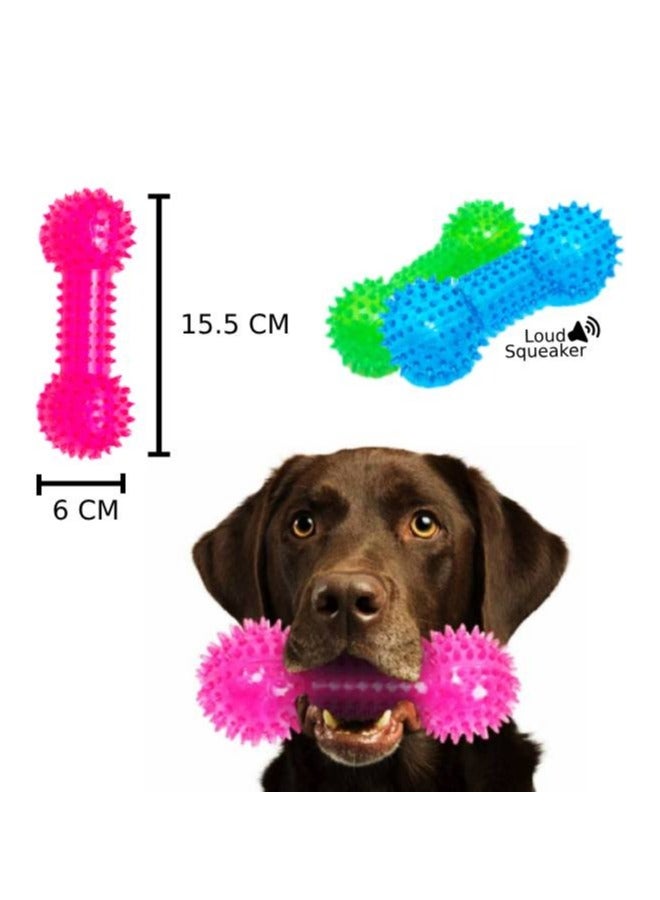 Spiky Squeaky Dumbbell Dog Toy - Green - Durable, Interactive Fun for Your Dog - Image 2