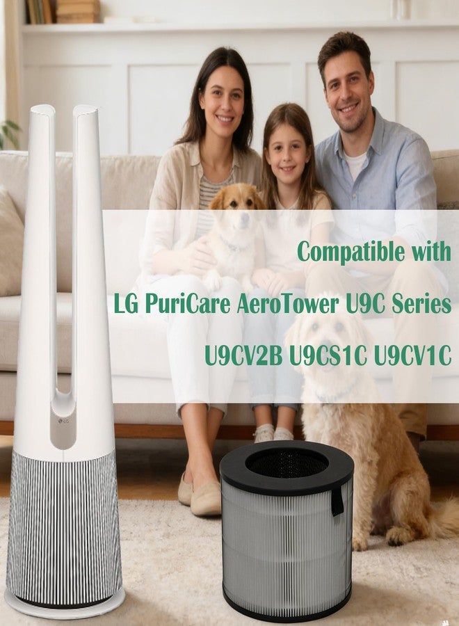 DAODEFUL U9CV2B Filter for LG PuriCare AeroTower U9C Series U9CV2B U9CS1C U9CV1C | 2-Pack 3-in-1 Ture HEPA – Capable of Capturing Pet Dander, Ideal for Home & Office - Image 2