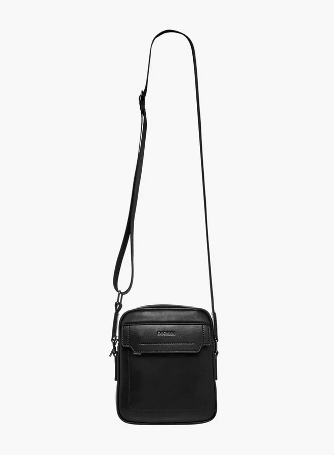 دوتشيني Solid Crossbody Bag with Adjustable Strap and Zip Closure