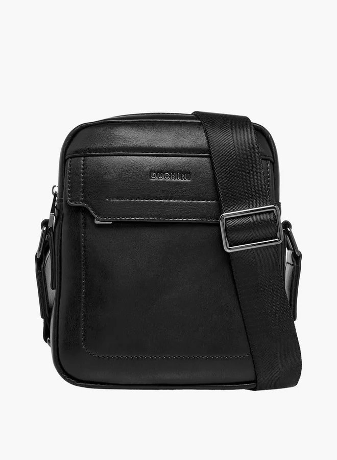 دوتشيني Solid Crossbody Bag with Adjustable Strap and Zip Closure