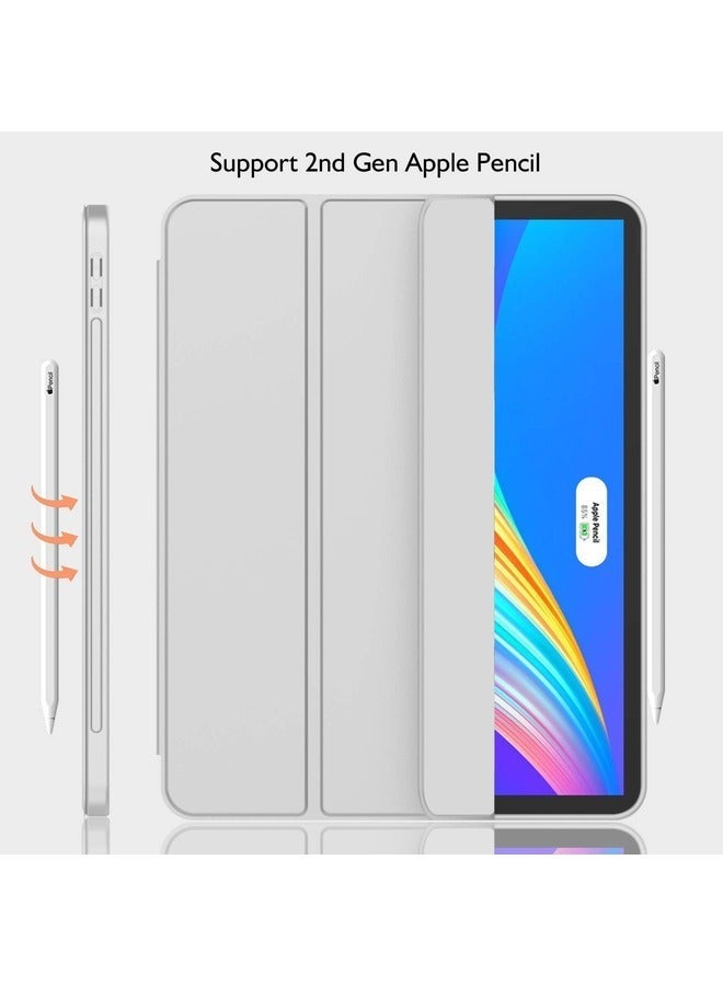 راكسوم جراب ذكي ثلاثي الطيات باللون الرمادي الفاتح لجهاز iPad Pro مقاس 11 بوصة (2022/2021) - ظهر ناعم من مادة TPU، وحامل قلم رصاص، وخاصية الإيقاظ/السكون التلقائي، ودعم الشحن - Image 3