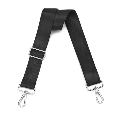 IIDEA Adjustable Crossbody Purse Strap Replacement, Wide Shoulder Strap with Silver Hardware, Universal for Handbags & Canvas Bags(Black) - Image 1