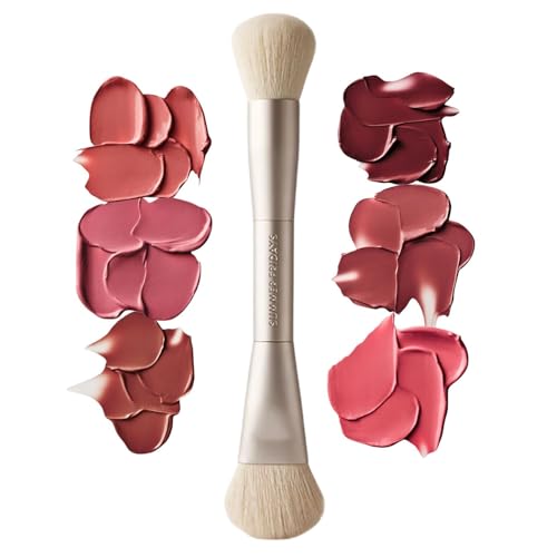 Summer Fridays The Blush Brush Dual Ended Makeup Brush for Cream Blush with an Ergonomic Handle Ultra Plush Blending Bristles Blends Cream Makeup Formulas for a Natural Finish 1 Count - Image 1